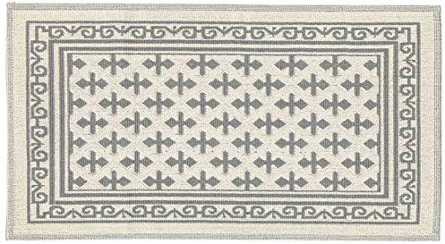CASA TESSILE Tappeto multiuso cotone GIGLIO con rete antiscivolo Lavorazione Riccio tipo Tappeto Sardo in Cotone - GRIGIO, 60x110 cm.
