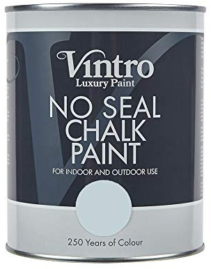 Vintro | No Seal Chalk Paint | Blue-Grey | Interior & Exterior Use | Furniture | Walls | Wood | Metal | 1 Litre (Aurora)