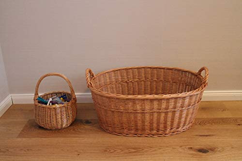 Cesto para la ropa de mimbre, incluye cesta para pinzas de la ropa, cesta para la colada, cesta de mimbre, cesta para bebé, cesta de mimbre