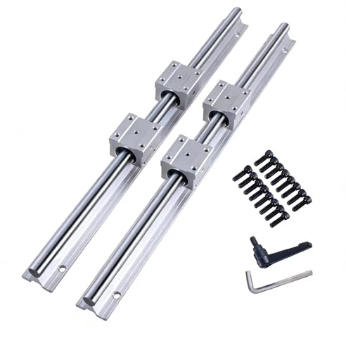 GooEquip SBR16 Linearführung 2 Stück Linearschiene 800mm mit 4 Stück SBR16UU-Blöcke, Schienenbausatz Führungsschiene für CNC-Fräsmaschine, Drehmaschine, DIY Projekte (SBR16-800mm)
