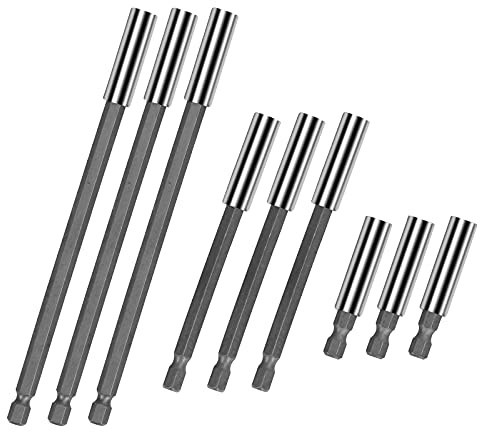 BAMZOK 9pcs Magnetic Drill Bit Extension Hex Shank Screwdriver Bit Holder Socket Quick Release Bar for Screws Nuts Drill Handheld Driver