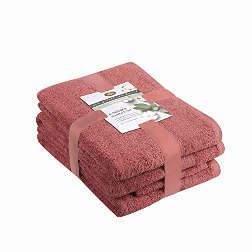 Gözze - Frottier-Set, 2 Handtücher (50 x 100 cm), 2 Duschtücher (70 x 140 cm) und 2 Gästetücher (30 x 50 cm), 100% Baumwolle, 480 g/m² - Rot
