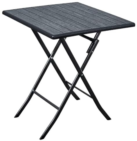 Gardenia Klapptisch für den Garten, Terrasse, Balkon aus Metall, Holzoptik, Anthrazit, 62 x 62 cm