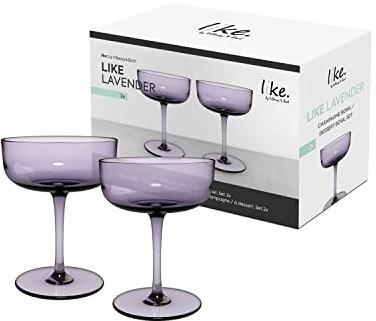 like. by Villeroy & Boch – Like Lavender coppa da spumante - coppetta da dessert set da 2 pz., vetro colorato lil,la, capacità 100ml