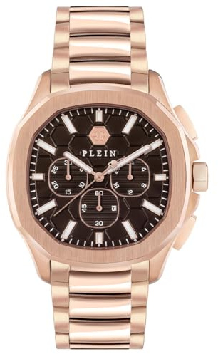 Philipp Plein Reloj crono de Cuarzo para Hombre $PECTRE Chrono, Oro Rosa/marrón/Acero Inoxidable - Pwsaa0623, Pulsera