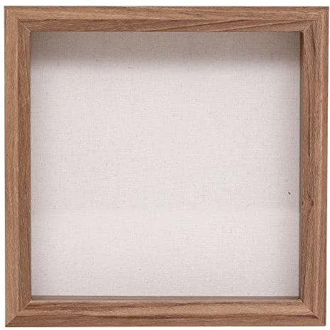 Muzilife Marco de fotos 3D con cristal, marco de madera profundo para rellenar, marco de objetos de 20 x 20 cm, forma cuadrada, regalo para familia y amigos, 1 unidad marrón