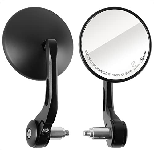 Evermotor E9 Approved Motorcycle Rearview Mirror, 360° Aluminium Handlebar Mirror, Compatible with 22mm Handlebars, ATV, Moped, Dirt Bike, Scooter