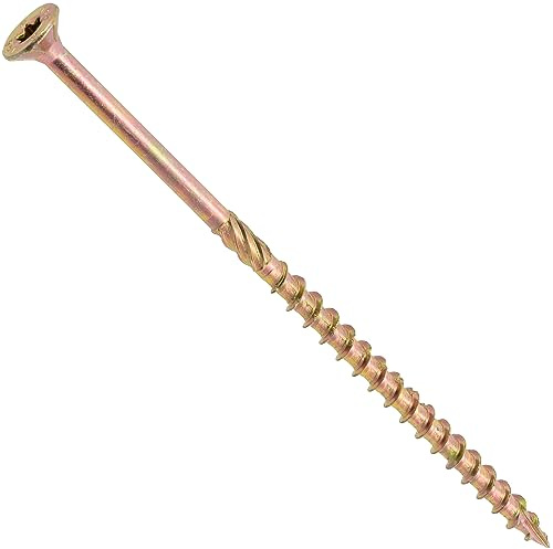 AERZETIX - Juego de 25 Tornillos para Madera Ø6x140mm con Cabeza Fresada - con Huella Estrella T30 - en Acero Galvanizado - Carpintería Contrachapado Aglomerado Melamina Terraza Tablero Viga