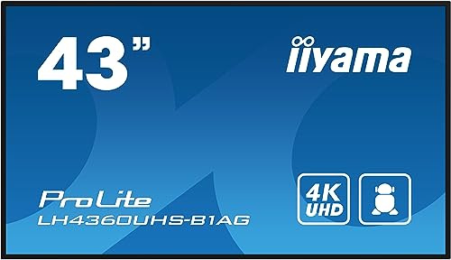 iiyama LFD 42.5 VA Panel 24/7 4K 3840x2160 16:9 3xHDMI 2xUSB 1xRJ45 LAN 1xRS-232c HPs 500cd/m² Landscape/Port 8.5ms MediaPlayer VESA 400x300 / LH4360UHS-B1AG