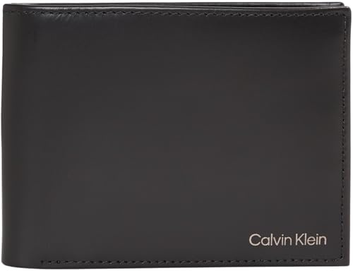 Calvin Klein Herren Geldbeutel Smooth Trifold aus Leder, Schwarz (Ck Black), Einheitsgröße