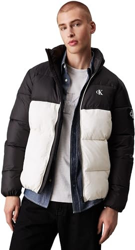 Calvin Klein Jeans Men's Transitional Puffer Jacket, Multicolor (Ivory/Ck Black), M