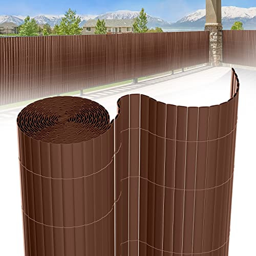 Tubiaz PVC Sichtschutzmatte 100×700cm, Sichtschutz Zaun mit Interne Verstärkung, Balkon Sichtschutz Windschutz, Sonnenschutz, Sichtschutz Garten mit Kabelbinder (Braun)