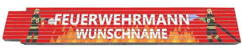 2m Zollstock - Feuerwehrmann - mit Wunschname - Text - Spruch - individuell personalisiert - Glieder-Maßstab - Meterstab bedruckt - für Männer Opa Papa Vatertag Wunschtext Weihnachten Baustelle