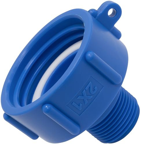 AERZETIX - C73889 - Racor Adaptador Hembra S60x6mm a Rosca Exterior Macho 1'' para Tanque IBC-GRV - en plástico - Color Azul - Reductor depósito de Agua riego