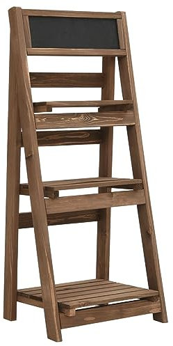 LAPOOH Blumenständer 3 Stufen, Pflanzenständer, Pflanzenregal, Blumenregal, Blumentreppe, Pflanzentreppe, Blumentisch, Balkon Regal, 40 x 30 x 90 cm Tanne Massivholz