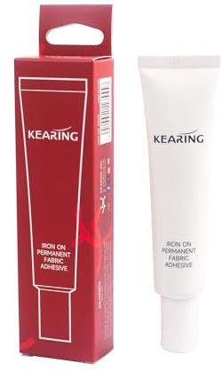KEARING Bügelkleber für Textilien – Extra Starker Textilkleber zum Bügeln, Wasserfest & Waschmaschinenfest | Stoff Kleben statt Nähen, für Baumwolle & DIY, Transparent, 40ml