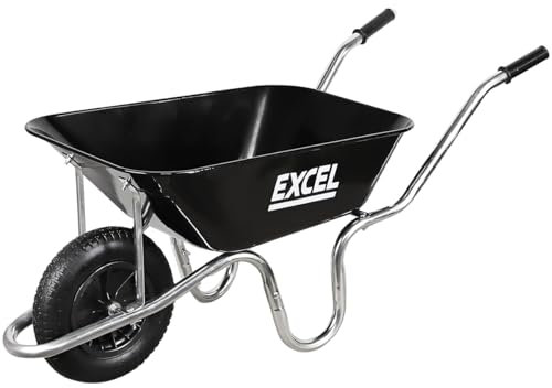 Excel Wheelbarrow Cart Trolley 100L Wheelbarrow Galvanized Steel Tray with 150 kg load capacity & Durable & lightweight, Wheelbarrows, Wheel Barrow