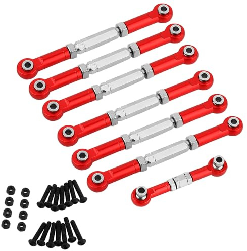 RZXYLRC Adjustable Stainless Steel Turnbuckles Set/Camber Links with Rod Ends Set for Traxxas Slash 4X4/2WD, Rustler4X4/2WD, Stampede 4X4/2WD VXL, Nitro Slash/Rustler Upgrade RC Car Parts (red)