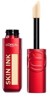 L'Oreal Paris Infaillible Skin Ink, Foundcealer, Deckend wie eine Foundation, Leicht wie ein Concealer, bis zu 48H semi-permanentes Make Up, Wasserfest, Schweißfest, Kein Abfärben, Light Warm 100