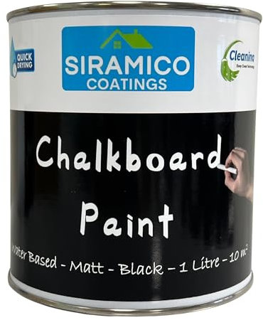SIRAMICO COATINGS Chalkboard Paint | 1 Litre - Black | Water-based, Non-toxic, Low odour Indoor and Outdoor Paint