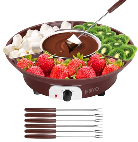 IEBIYO Chocolate Melting Pot Electric Chocolate Fondue Set with 6 Forks