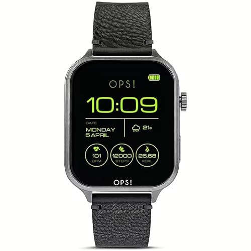 NADIR Orologio Smartwatch Uomo Opssw-51cassa in alluminio e cinturino in Pelle Nero
