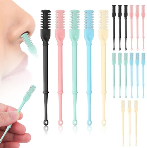 20stk Nasenhaarschneider, 2-in-1 Nasenhaartrimmer Manueller Nasenhaarschneider Nasenhaarzupfer Nasenhaar Rasierer Nasenhaarentferner für Männer und Frauen(Schwarz, Blau, Rosa, Grün, Cremeweiß)