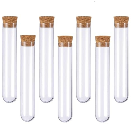 20 Stück Reagenzglas, Reagenzglas mit Korken, Reagenzgläser mit Korken, Reagenzglas Vase, Reagenzgläser für Blumen, für Blumen, Liquids, Spices, DIY, 12mm×75mm