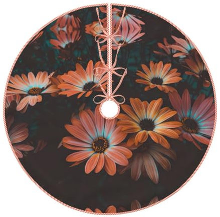 Oranger Chrysanthemen-Druck, Weihnachtsbaumschmuck, multifunktional, Weihnachtsbaumröcke, Zuhause, Urlaub, Party