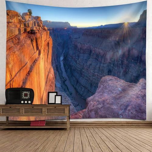Mesnt Wandteppich Klein Natur, 150x130cm Schluchten Landschaft Natur Landschaft Wanddeko für Schlafzimmer Wohnzimmer Wohnheim | Braun Blau