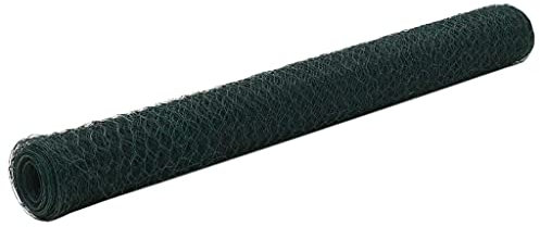 Xichuzi Drahtzaun Stahl mit PVC-Beschichtung 25x1,2 m Grün, Maschendrahtzaun, Gartenzaun, Hühnerzaun, Hundezaun, Hasendraht, Draht Zaun 143266