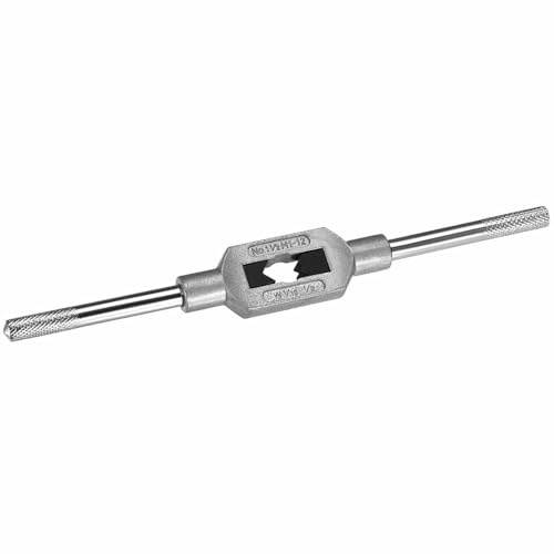 Adjustable Tap Wrench Handle, for Metric M1-M12 W1/16-1/2 Taps, Thread Tap Holder Reamer Hand Tapping Tool for Machinist Repair, Medium Carbon Steel Handle with Nickel Plated，tap Wrench