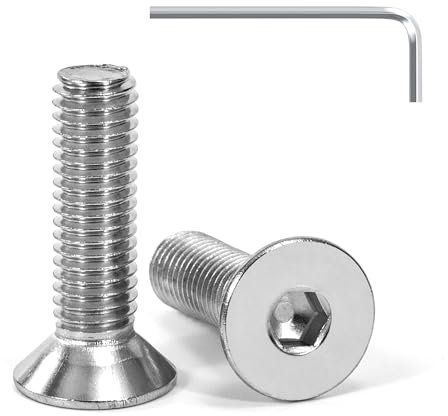Tunejoy Vis à Tête Fraisée M8 x 30 mm Vis à Six Pans Creux en Acier Inoxydable A2 V2A à Tête Fraisée Hexagonale avec Clé Allen Filetage Complet 20 Pièces