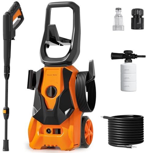 Pressure Washers 1800w 140Bar 420L/h Jet Washers Pressure Washers with Adjustable Foam Cannon & Nozzle Accessory,Power Washer for Patio/Car/Garden/Driveway