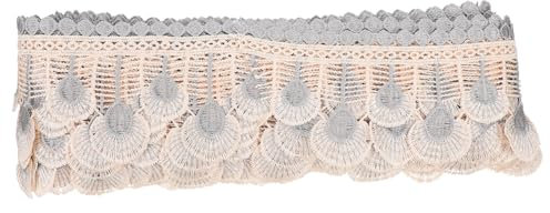 NUOBESTY Gardinenband Zum Aufnähen Elegantes Polyester-stickerei Dekorband Vielseitiger Vorhangbesatz Für Diy Graues Tüllband Für Gardinen Kleidung Und Basteln