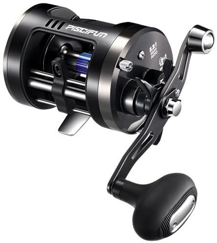 Piscifun Chaos Pro Baitcast-Angelrolle, CNC-gefrästes Aluminiumgehäuse, runde Welsrolle mit max. Zugkraft von 11,3 kg, wasserdichte Schlepprolle mit Wasserwaage und magnetischem Bremssystem für See