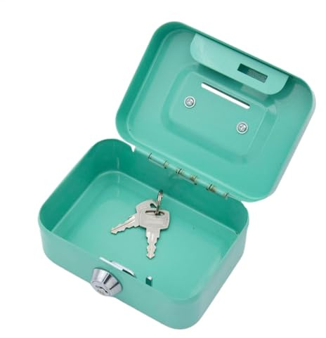 HunicandIU Kleine Schließfachbox - Sicherheitsbox mit Schlüsselschloss, Mini-, Geldkassette aus Metall | Geldkassette aus robustem Metall zum Sammeln von Münzen für Kinder und Erwachsene