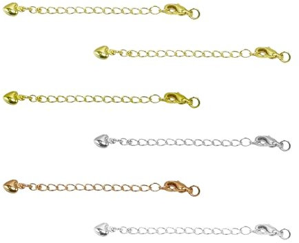 BRDXOOL Juego de extensión de cadena de 6 piezas para pulsera de collar, oro de 14 quilates, oro de 18 quilates, ajustable, adecuado para todo tipo de colgantes, pulseras y accesorios de joyería de