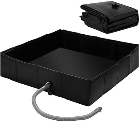 Foldable Shower Base, 104x104x25cm Portable Shower Pan with Drain Pipe, Waterproof Heightened Tent Shower Tray Awning Base for Indoor Outdoor Camping, Pet Shower Bathing Tray