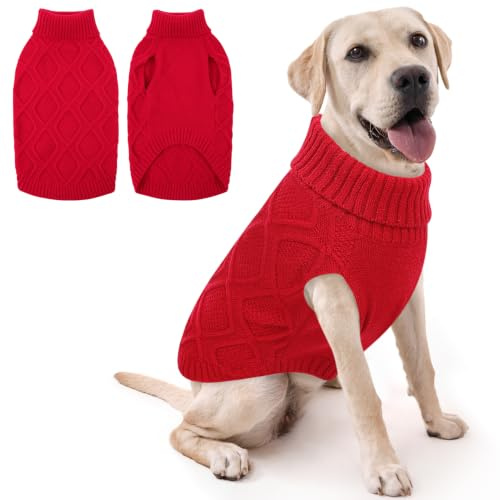 KONVINIT Pullover für Hunde - Ärmelloser Hundepullover Rollkragen Winter XL