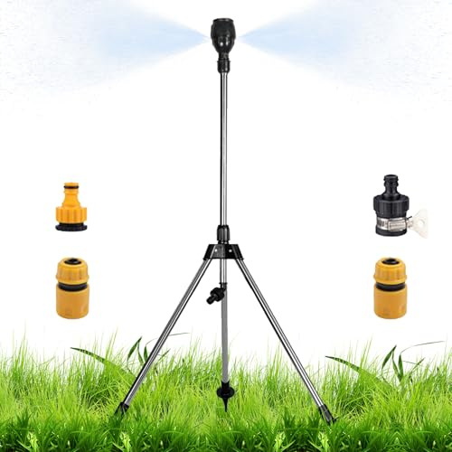 Aspersor de agua portátil – Soporte telescópico para aspersores de agua, aspersor de trípode resistente | Conectores portátiles para patio, riego de jardín de amplia cobertura, herramienta de riego de