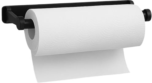 Aluminum Toilet Paper Holder - Supporto da parete in alluminio nero per carta igienica, porta asciugamani da bagno, adesivo ad alte prestazioni, 32,5 cm