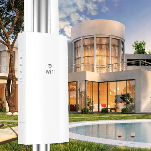 WONLINK AC1200 Outdoor WiFi Extender, IP66 Weatherproof Gigabit Access Point with Long Range 2 * 5 dBi Antennas, Triple-Chip Wireless Repeater, Support Fat/Fit AP, POE Power (NA7202)