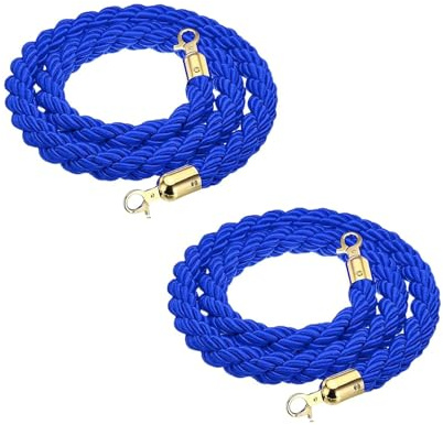 LQSYBHD Corda Stanchion con Ganci A Scatto,Corda Barriera con Ganci,Stanchion Rope,Corda di Controllo della Folla,Corda per Corrimano(Size:7ft)