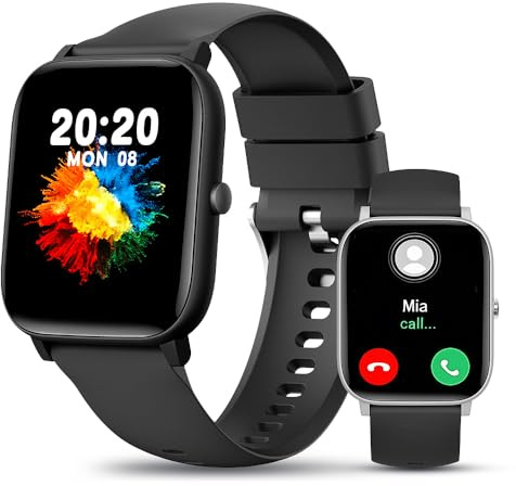 bopiwa Smartwatch Uomo Donna, 1.85 Orologio Smartwatch con Effettua/Risposta Chiamate, Fitness Tracker con Contapassi, Cardiofrequenzimetro/Sonno/SpO2， Impermeabile IP68 Smart Watch per Android iOS