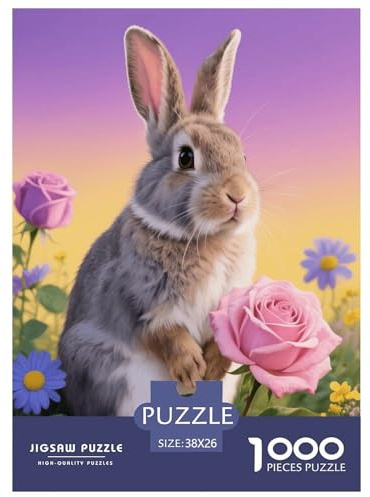 Puzzle Lièvre 1000 Pièces pour Adultes Et Enfants, Jeu-éducatif, Casse-tête Bouquet de Fleurs des Prairies, DéCoration, Idée Cadeau 38x26cm/1000pcs