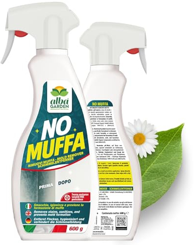 Albagarden - No Muffa - Spray Antimuffa per Muri Interni ed Esterni, Alternativa Naturale alla Candeggina - Atossico, Rimuove e Previene la Muffa, Smacchia e Igienizza, Pronto all’Uso 600 g