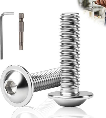 msymsyu 35 Stk M6x16mm Linsenkopfschrauben Edelstahl Schrauben mit Flansch | M6 Innensechskant Flachkopfschrauben mit 2 Stk 4mm Innensechskantschlussel für Maschinenbau Heimwerkerprojekten