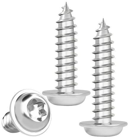 ZEVONDA Tornillos Autorroscantes Torx - Tornillos para Madera Rosca Completa Acero Inoxidable A2 V2A Tornillo de Cabeza Plana con Arandela, M3 x 10mm