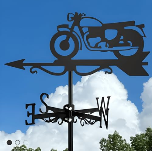 Utomhus väderbrädor, väderbil metall järn häxa och drake 2-i-1. Utomhus tak trädgård dekoration basset hund hem hantverk (motorcykel B)